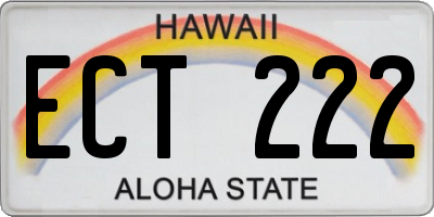 HI license plate ECT222
