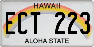 HI license plate ECT223