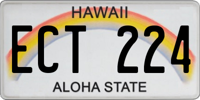 HI license plate ECT224