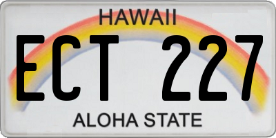 HI license plate ECT227