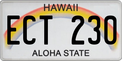HI license plate ECT230