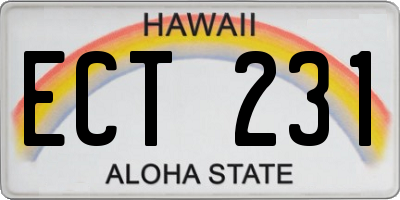 HI license plate ECT231