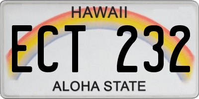 HI license plate ECT232