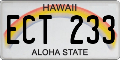 HI license plate ECT233