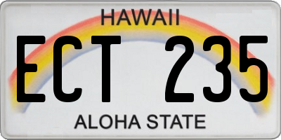 HI license plate ECT235