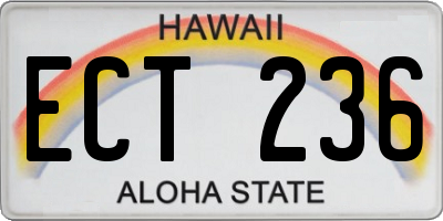 HI license plate ECT236
