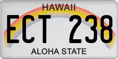 HI license plate ECT238