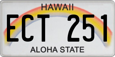 HI license plate ECT251