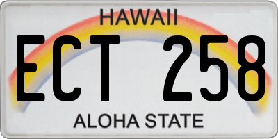 HI license plate ECT258