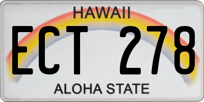 HI license plate ECT278