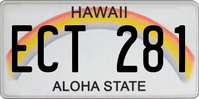 HI license plate ECT281