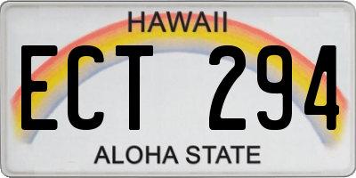 HI license plate ECT294