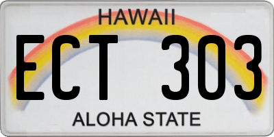 HI license plate ECT303