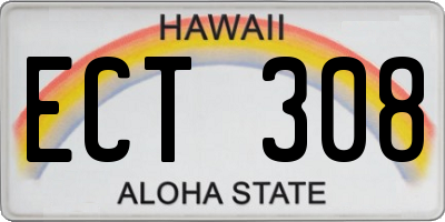 HI license plate ECT308