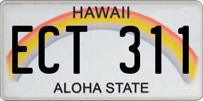 HI license plate ECT311