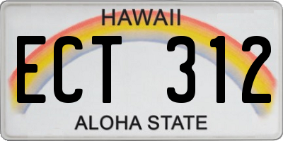 HI license plate ECT312