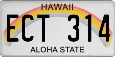HI license plate ECT314