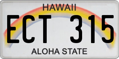 HI license plate ECT315