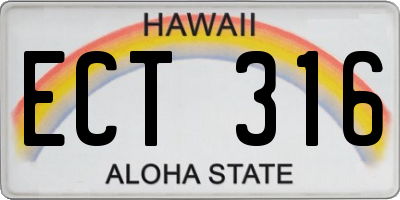 HI license plate ECT316