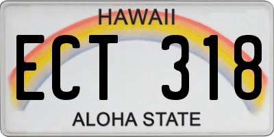 HI license plate ECT318