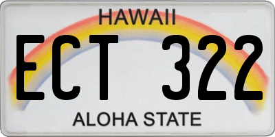 HI license plate ECT322