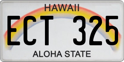 HI license plate ECT325
