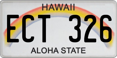 HI license plate ECT326