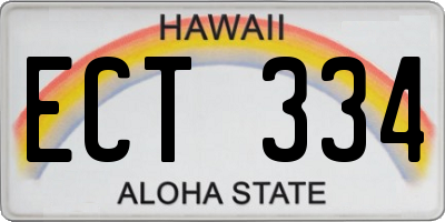 HI license plate ECT334
