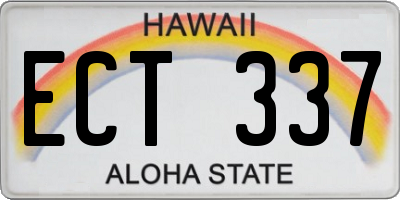 HI license plate ECT337