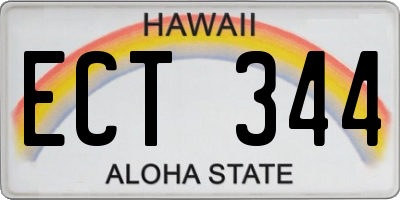 HI license plate ECT344
