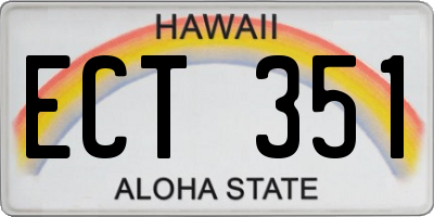 HI license plate ECT351