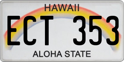 HI license plate ECT353