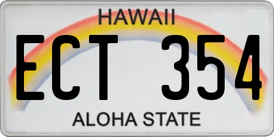 HI license plate ECT354