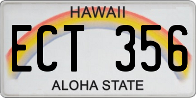 HI license plate ECT356