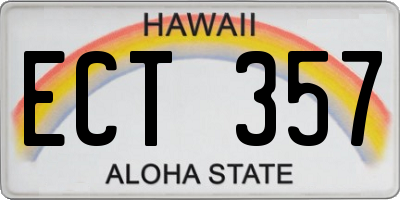 HI license plate ECT357