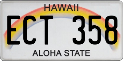 HI license plate ECT358