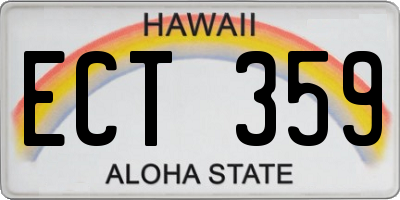 HI license plate ECT359