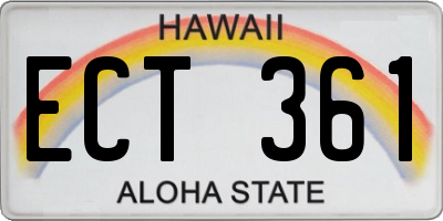 HI license plate ECT361