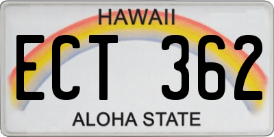 HI license plate ECT362