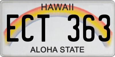 HI license plate ECT363