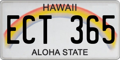 HI license plate ECT365