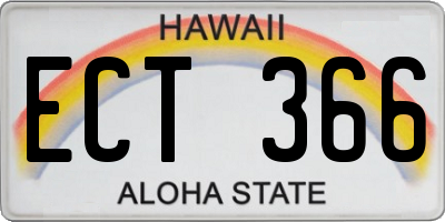 HI license plate ECT366