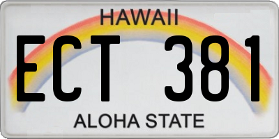 HI license plate ECT381