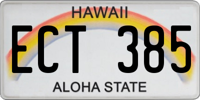 HI license plate ECT385