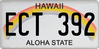 HI license plate ECT392
