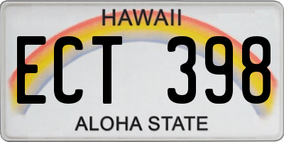 HI license plate ECT398
