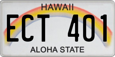 HI license plate ECT401