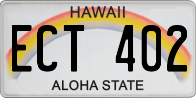 HI license plate ECT402