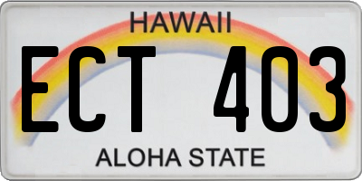 HI license plate ECT403