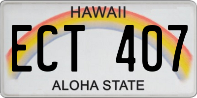HI license plate ECT407